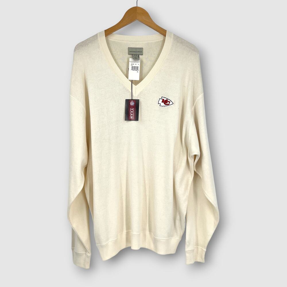 Cutter & Buck Kansas City Chiefs V-Neck Sweater NFL Team Logo XL NWT